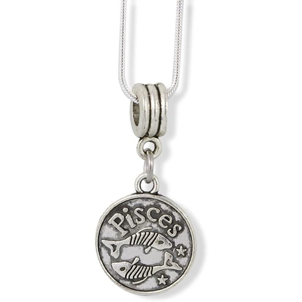 Pisces Zodiac Astrology Horoscope Charm Snake Chain Necklace